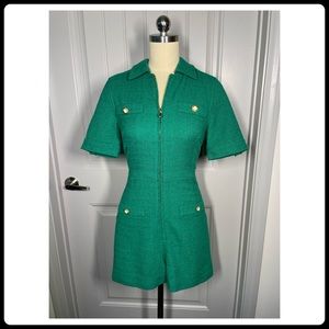 Green romper with front zipper